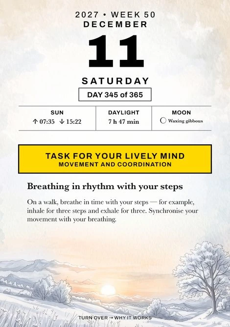 Front of day 345: Breathing in rhythm with your steps